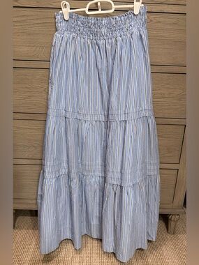 Quince Blue Tiered Maxi Skirt - size S